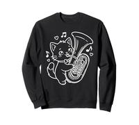 Strumento a fiato Kawaii Cat Tuba Player Felpa