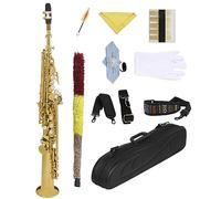 Strumento a fiato per sax a tubo dritto in ottone con sassofono acuto in Sib dorato con accessori in pelle Sassofono per principianti Kit
