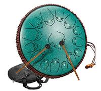 Strumento a Percussione Del Tamburo Di Acciaio D-Key D-Key Da 14 Pollici, Kit Da Tamburo in Acciaio Con Bacchette/Lettini Per Le Dita/Punteggio Musicale, Per Meditazione, Yoga E Zen