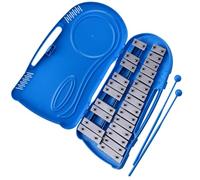 Strumento a percussione glockenspiel durevole in metallo da 25 note con custodia in plastica blu 2 mazze