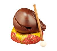 Strumento a percussione in legno, tradizionale mokugyo zen, per meditazione e decorazione della casa, balsamo di pesce in legno, include martello e cuscino (12,7 cm)