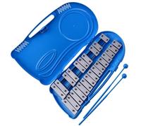 Strumento a percussione xilofono glockenspiel con custodia blu da 25 note con 2 mazze