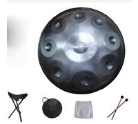 Strumento a Tamburo a Disco Manuale, Disco a Mano 9 Note Re Minore Tono Glucosio Lingua D'acciaio Batterista Disco Strumento per Principianti di Meditazione Yoga,Silver