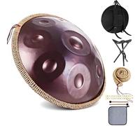 Strumento a Tamburo Handpan in Acciaio da 22 Pollici in Re Minore, con morbida borsa a mano, percussioni armoniche per la guarigione del suono, meditazione personale, yoga(Purple,432hz 12 Notes)