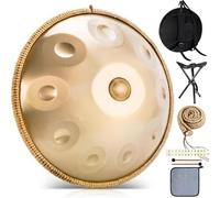 Strumento a Tamburo Handpan in Acciaio da 22 Pollici in Re Minore, con morbida borsa a mano, percussioni armoniche per la guarigione del suono, meditazione personale, yoga(Gold,440hz 9 Notes)