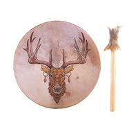Strumento A Tamburo Sciamano - Tamburo A Mano Con Cornice Da 9 Pollici, Design Con Motivo A Testa Di Cervo, Strumento A Percussione Curativo | Pratica Musicale Spirituale, Sessioni Di Riflessione