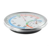 Strumento analogico per clima interno, che combina le funzioni di termometro e igrometro in un'unica unità con involucro metallico per il monitoraggio quotidiano (bianco)
