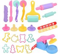 Strumento argilla, 1 set 22 strumenti plastilina per bambini, tagliabiscotti argilla, strumento modellazione estrusore, giocattolo educativo cucina, per ragazzi e ragazze, multicolore
