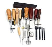 Strumento Artigianale in Pelle, 19cs Utensili per Punzonatura Artigianale in Pelle Cuciture per Lavorazione della Pelle Intaglio Fai da Te Fatto a Mano Groover Kit di Rivetti in