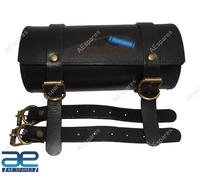 Strumento Borsa Rollio Puro pelle Nera Retro Indiano Incisione Design Moto