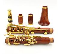 Strumento Clarinetto Clarinetto Professionale In Legno Rosso Palissandro BB Placcato Oro 17 Chiavi 18 Chiavi Clarinetto Sib In Legno Massello(17 KEYS)