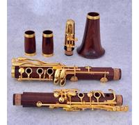 Strumento Clarinetto Professionale Clarinetto Professionale In Legno Rosso Palissandro BB Placcato Oro 17 Chiavi 18 Chiavi Clarinetto Sib In Legno Massello(18 KEYS)