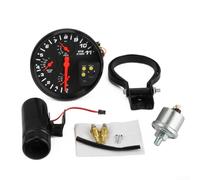 Strumento combinato 4 in 1 con sensore: tachimetro da 12 V, temperatura dell'acqua e dell'olio, pressione dell'olio 0-7 bar, 0-11.000 giri/min per motori a 4/6/8 cilindri, retroilluminazione rossa e