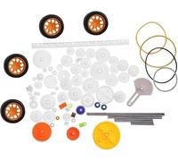 Strumento compatibile con 78 pezzi di ingranaggi in plastica, boccole per cinghia, puleggia, cinghia, cremagliera, kit di ingranaggi, albero, cinghia, set fai da te, accessori per auto giocattolo