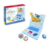 Strumento di apprendimento bilingue per neonati e bambini piccoli, Interactive Toy Laptop-Featuring Lights, Sounds, and Educational Games-Fostering Creativity and Motor Skills Through Play，Blu