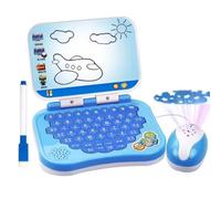 Strumento di apprendimento bilingue per neonati e bambini piccoli, Laptop Educativo con Luci e Suoni, Lavagna cancellabile e proiettore del cielo stellato, Giocattolo interattivo per Bambini，Blu