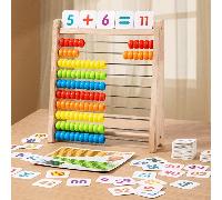 Strumento di apprendimento matematico con abaco a 10 palline, facile apprendimento matematico, divertente pratica aritmetica, addizione, sottrazione, moltiplicazione, divisione, include schede di calc