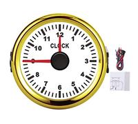 Strumento di calibro orologio universale 2in 0-12 metro retroilluminazione rossa 12V/24 V per auto barca per yacht (Frame d'oro su sfondo bianco)