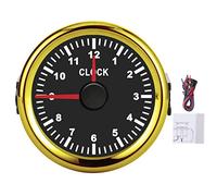 Strumento di calibro orologio universale 2in 0-12 metro retroilluminazione rossa 12V/24 V per auto barca per yacht (Frame dorato di sfondo nero)