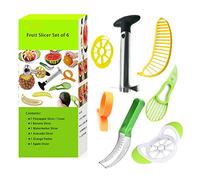 Strumento di Combinazione Frutta Versatile - Acciaio Inox Anguria Affettatrice - 2-in-1 Pela Ananas - Taglia Mela con Lame - Banana Affettatrice - Avocado Affettatrice - Sbucciatore Arancia o Scorza