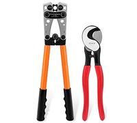 Strumento di crimpatura del cavo della batteria per terminali ad anello in rame della batteria da 6/10/16/25/35/50 mm², capicorda in rame, piegatore resistente per capicorda (HX50B crimper+cutter)