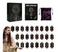 Strumento di Divinazione Intagliato - Set di Rune in Legno Elder Futharkk, Borsa di Stoccaggio Guida alla Meditazione per Principianti, Cerimonia Sull'altare, Casting Spirituale Campeggio