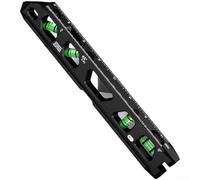 Strumento di livello magnetico in alluminio solido con base forte e marcature 16ths ad alta precisione per tubi metallici Plus fiale multi angolo in colore nero per lavori di costruzione precisi (E)