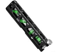 Strumento di livello magnetico in alluminio solido con base forte e marcature 16ths ad alta precisione per tubi metallici più fiale multi angolo in colore nero per lavori di costruzione precisi (C)