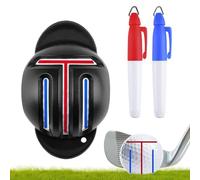 Strumento di marcatura per palloni da golf, cassetto delle linee guida per palline, fornito con 2 pennarelli, per il golf, per impostare la direzione di putter e scatti