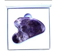 Strumento di massaggio for la cura del viso in pietra grezza di ametista Rullo di ametista Gua Sha Set di massaggi Massaggiatore di giada di cristallo naturale Viso Corpo Collo Pelle Bellezza Detox Co
