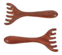 Strumento di Massaggio Gua Sha per Cuoio Capelluto, 2 Pezzi | Legno Color Caffè, Massaggio Puntuale per Occhi e Relax, Allevia il Prurito del Cuoio Capelluto