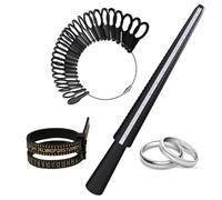 Strumento di Misurare gli Anelli di MMOBIEL - Strumento per Misurare degli Anelli - Misuratore da Dito - Diametri / US, EU e FR Dimensioni Standard - Include Anelli e Nastri di Misurazione (UK e US)