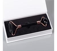 Strumento di ossidiana nera Rullo facciale Gua Sha Set di strumenti Massaggiatore di cristallo di pietra naturale, Set di rulli raccolta domiciliare