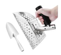 Strumento di ricerca oro di design da spiaggia con foro, pala di sabbia in metallo 29 cm, pala di sabbia clessidra - pala del tesoro in acciaio inossidabile con manico