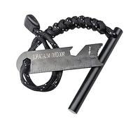 Strumento di sopravvivenza per accendere il fuoco, kit con canna ferro e pietra focaia, acciarino in acciaio (Black-Fire-A