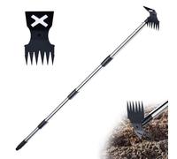 Strumento Diserbo Manico Lungo 60" 2 in 1 Rastrello Azada, Estirpatore Regolabile 16-60", Elimina Tarassaco Senza Ginocchia, Giardino Prato Cortile Fattoria, Montaggio Rapido Facile Acciaio Colato