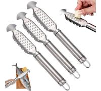 Strumento disincrostante multifunzione in acciaio inox, con manico ergonomico, per cucina e frutti di mare (3 pezzi)