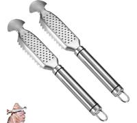 Strumento disincrostante per pesce, 2 in 1, in acciaio inox, con grattugia per zenzero, strumento multifunzione per raschiare le squame di pesce per una facile pulizia a casa o al ristorante (2 pezzi)