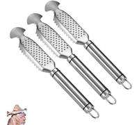 Strumento disincrostante per pesce, 2 in 1, in acciaio inox, con grattugia per zenzero, strumento multifunzione per raschiare le squame di pesce per una facile pulizia a casa o al ristorante (3 pezzi)
