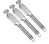 Strumento disincrostante per pesci, in acciaio inox, con grattugia per zenzero, strumento multifunzionale per la rimozione di squame, grattugia e pulizia, per uso domestico e ristorante (3 pezzi)