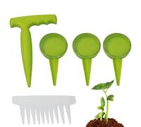 Strumento Distanziatore Per Piantine - Kit Seminatrice Da Giardino Da 6,89 Pollici | Perforatrice Verde Fluorescente - Fioriera Multifunzionale In ABS Da 161 G Con Etichette Bianche Per Controllare La