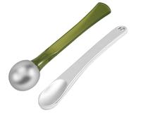 Strumento e cucchiaio applicatore per crema per gli occhi da 2 pezzi, bastone a rullo con crema per gli occhi in metallo, spatola cosmetica portatile per massaggio facciale, riducendo le rughe gonfio