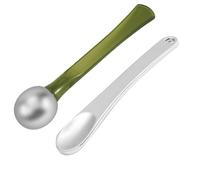 Strumento e cucchiaio applicatore per crema per gli occhi da 2 pezzi, bastone rullo con crema per gli occhi in metallo, spatola cosmetica portatile per massaggio facciale, riducendo il rullo rulle go