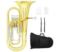 Strumento Eufonio Eufonio In Sib A 3 Tasti Con Valvola Verticale Corno Baritono Laccato Oro Kit Custodia E Cinghie Posteriori