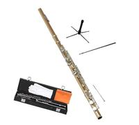 Strumento Flauto A Foro Aperto Flauto Traverso In Argento Nichelato Con Chiave In Mi E Do Foro Chiuso(Gold and silver)