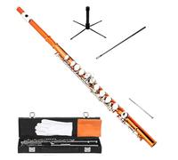 Strumento Flauto A Foro Aperto Flauto Traverso Nichelato Con Chiave In Mi E Do Strumento A Fiato Color Oro E Argento(Orange)