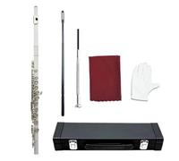 Strumento Flauto Professionale Flauto Traverso Nichelato Con Chiave In Mi E Do Foro Chiuso Strumento Per Principianti(White)
