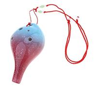 Strumento for flauto in ceramica Ocarina bicolore a 6 fori, tono alto, 2 colori opzionali con corda for appendere (Color : Red)
