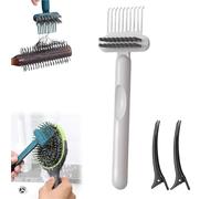 Strumento for la pulizia della spazzola for capelli 2 in 1, pulitore for spazzole for capelli, rimuove i peli senza sforzo, rastrello for la pulizia della spazzola(Gray)