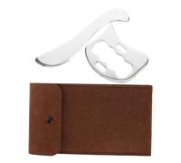 Strumento Gua Sha Muscolare in Acciaio Inox, Set Argento | Sagoma S e Quadrata, Custodia in Feltro, Supporto Meridiano e Scraping Multiuso
